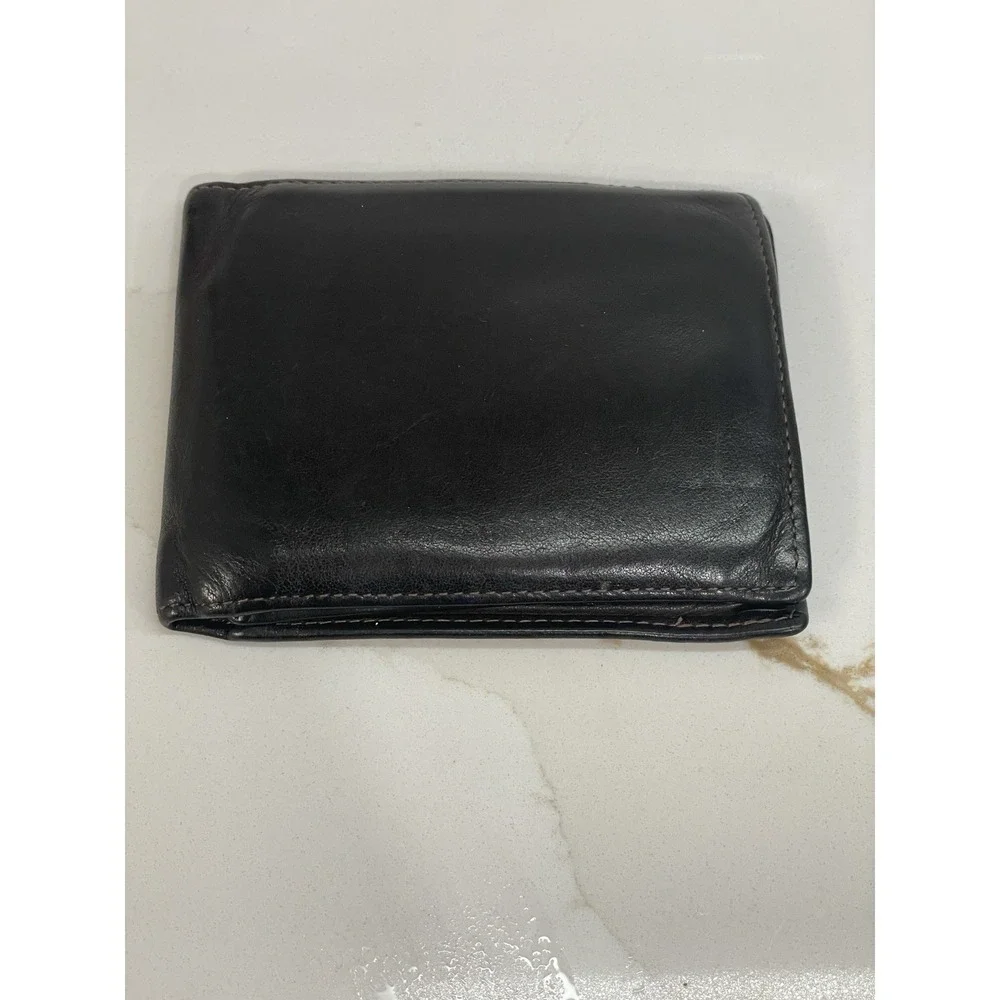 Vintage Gary's‎ Brown Leather Wallet Bifold Card Slots ID Window Bills Pocket